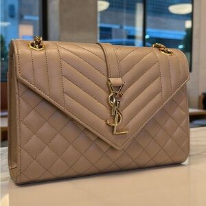 Yves Saint Laurent Quilted Tan Leather Shoulder Bag